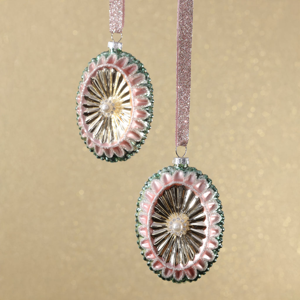 Vintage Reflector Medallion Glass Ornament
