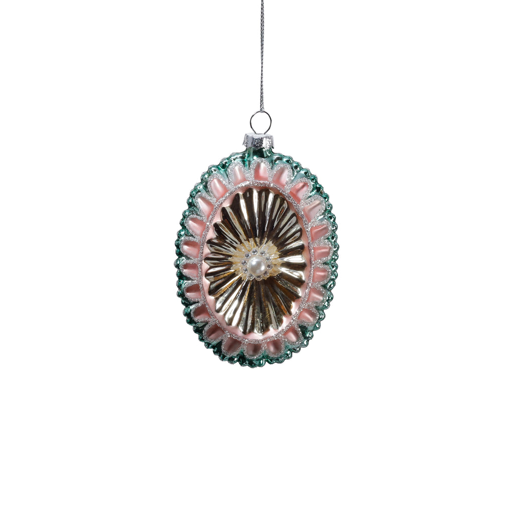 Vintage Reflector Medallion Glass Ornament