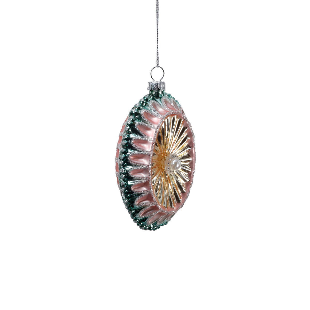 Vintage Reflector Medallion Glass Ornament