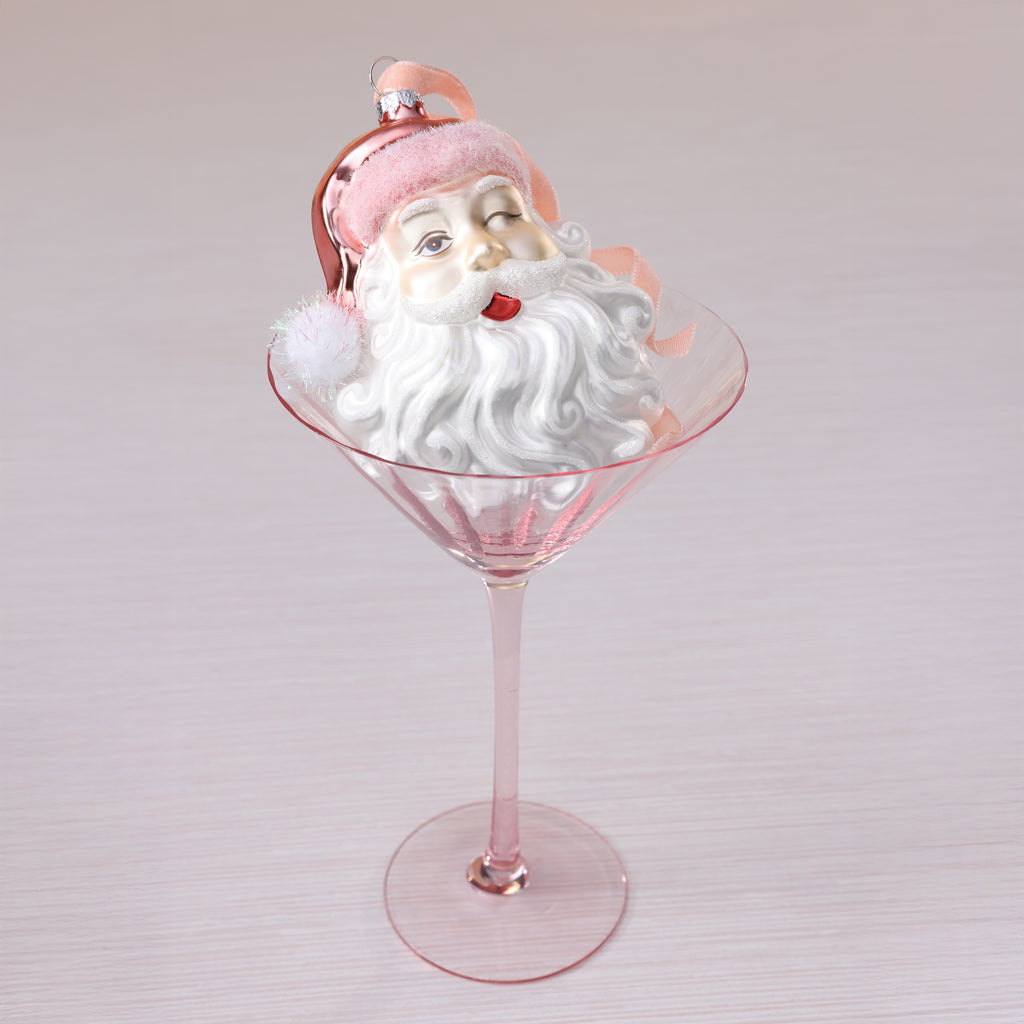 Nostalgic Santa Head Glass Ornament
