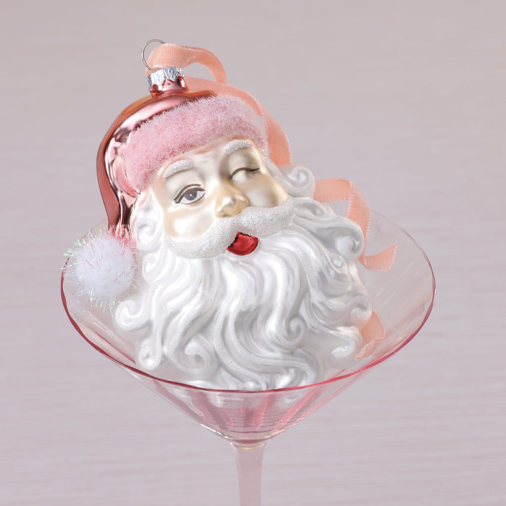 Nostalgic Santa Head Glass Ornament