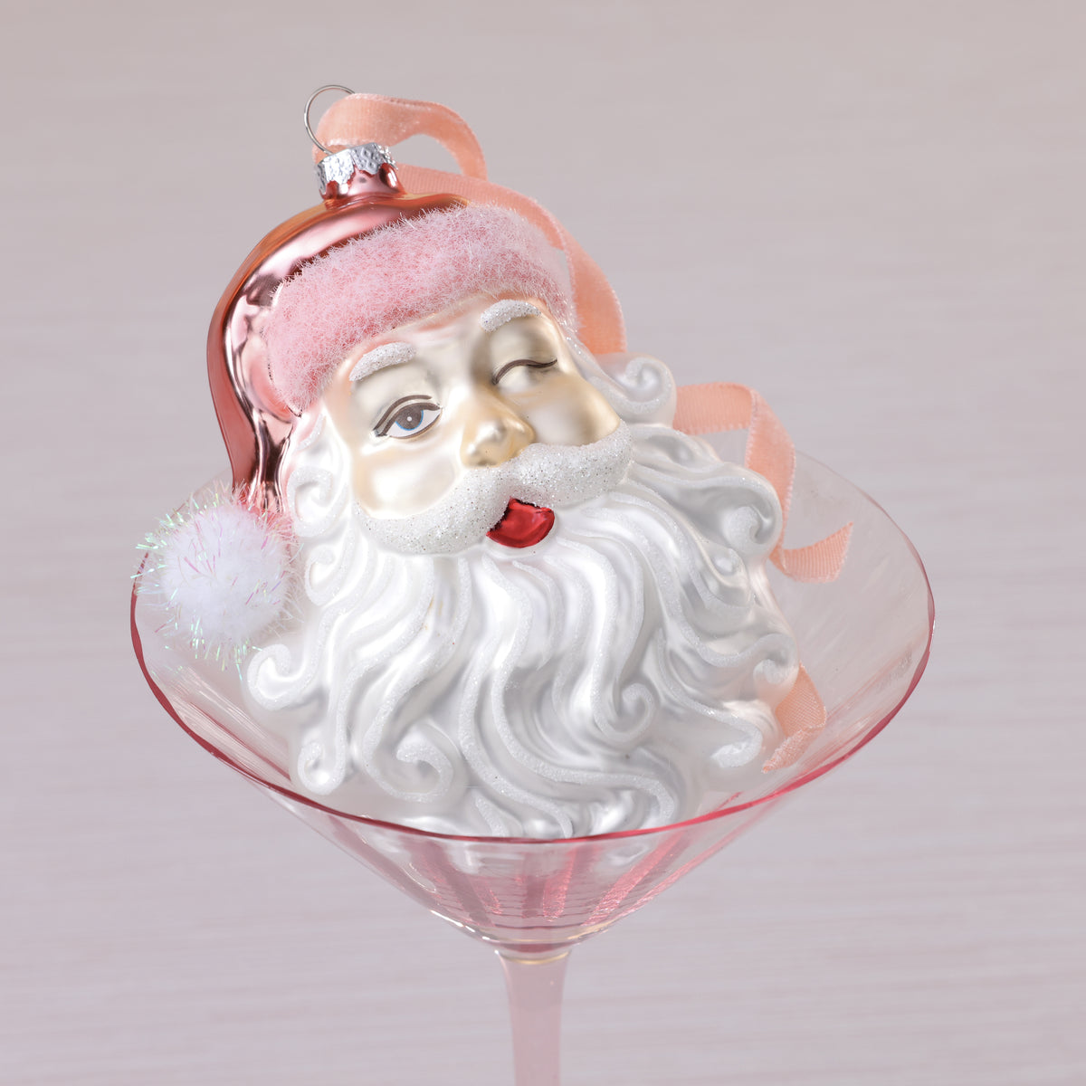 Nostalgic Santa Head Glass Ornament