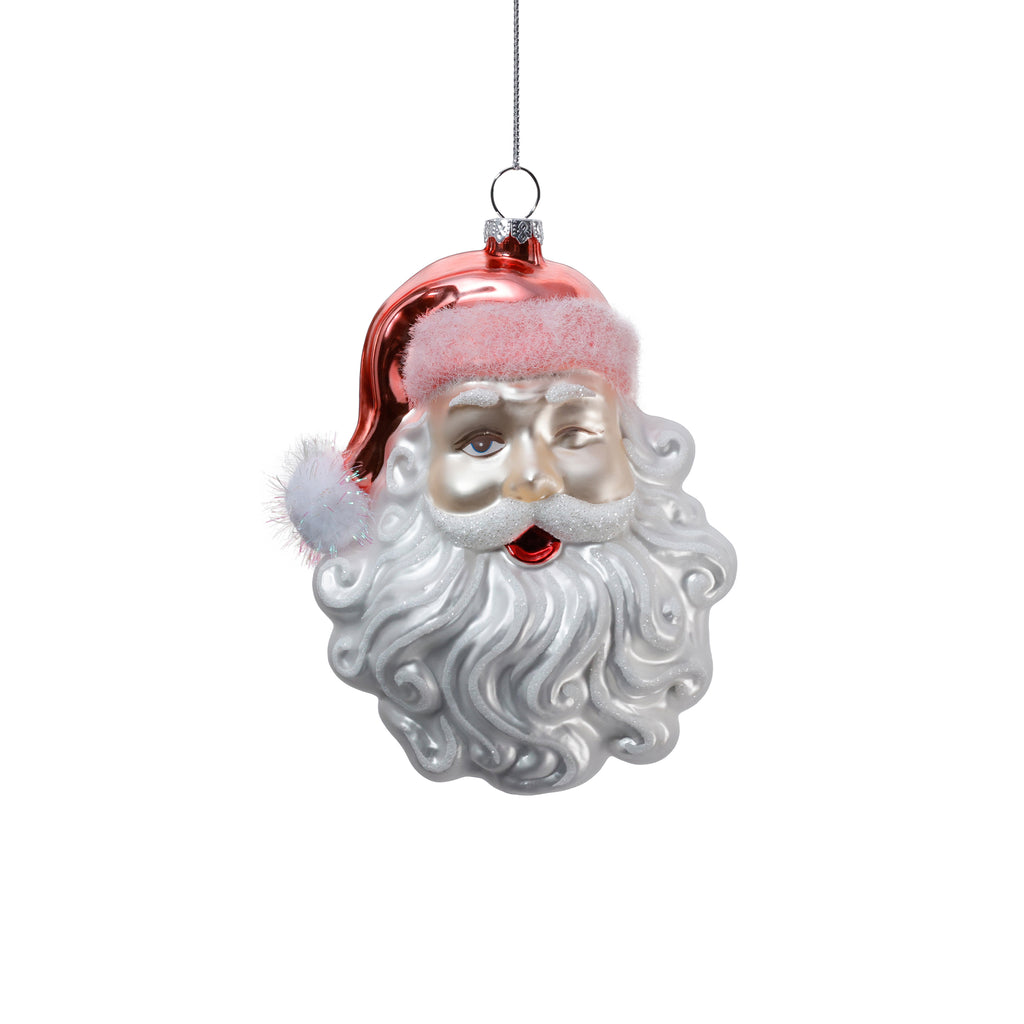 Nostalgic Santa Head Glass Ornament
