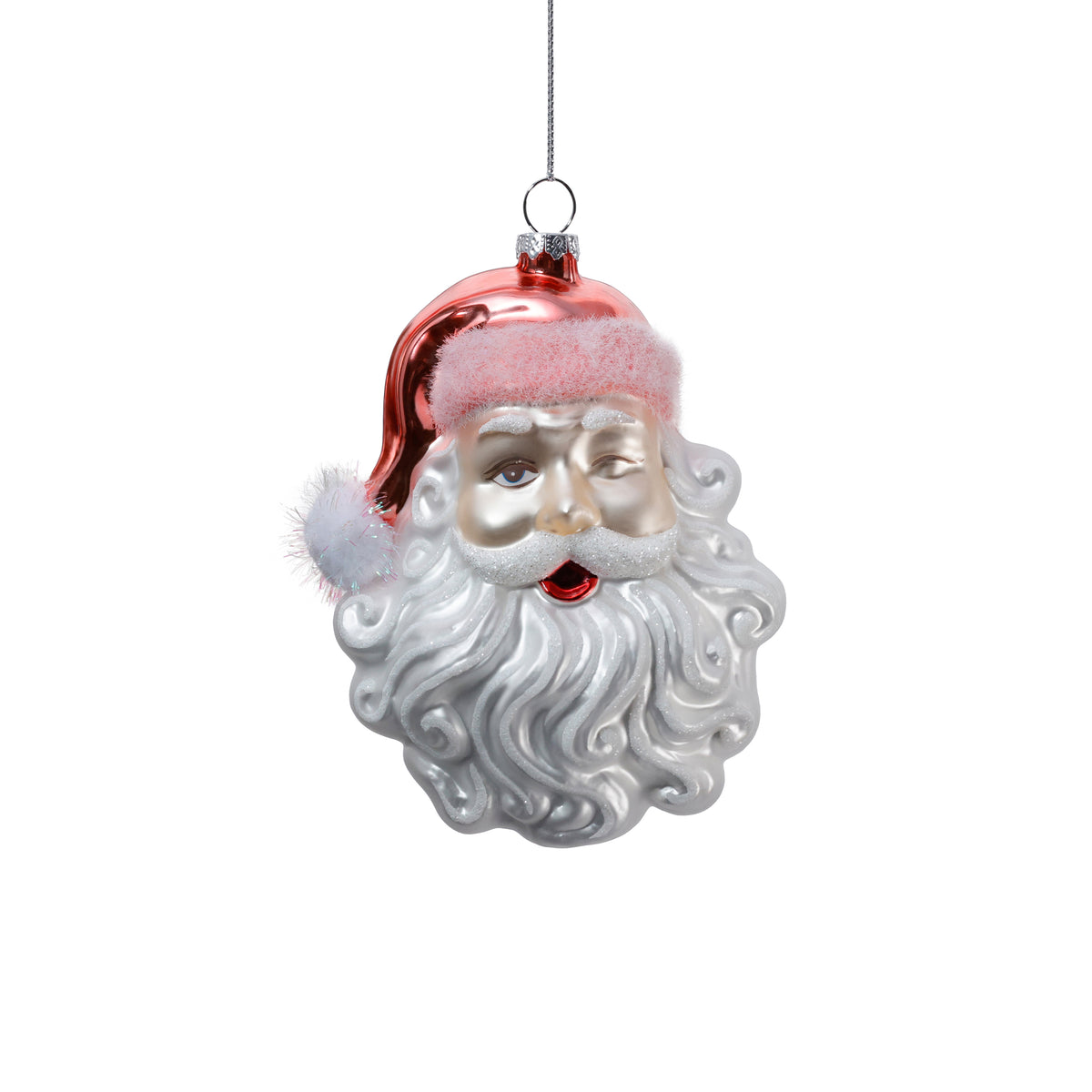Nostalgic Santa Head Glass Ornament