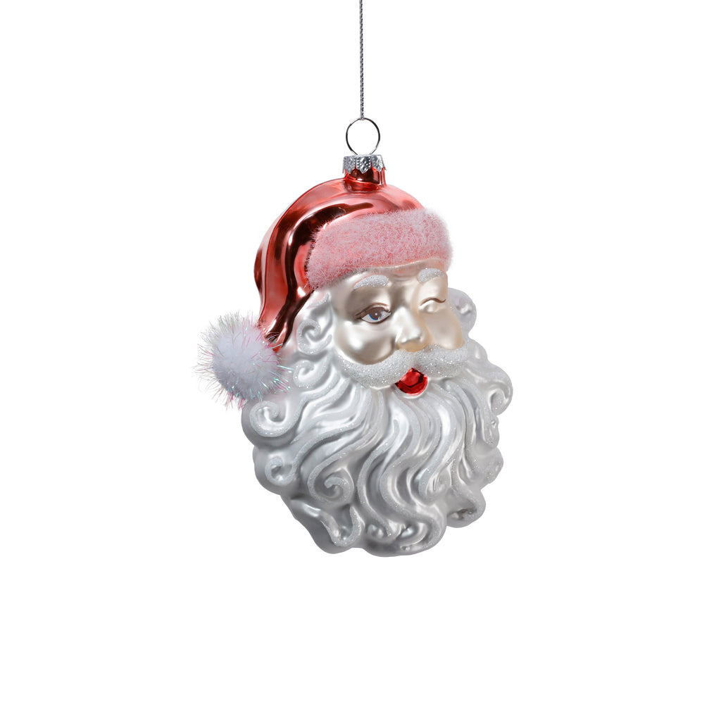 Nostalgic Santa Head Glass Ornament