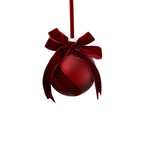 Burgundy Red Velvet Bow Glass Ornament