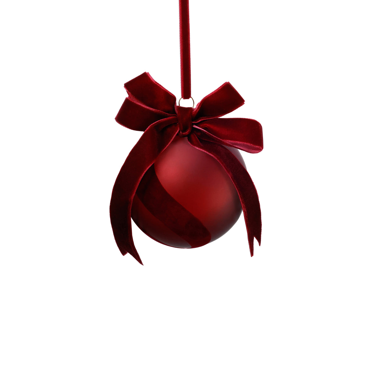 Burgundy Red Velvet Bow Glass Ornament