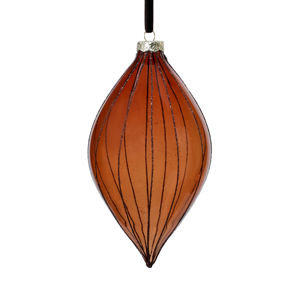 Glitter Stripe Glass Ornament Trio - 3 Assorted Designs