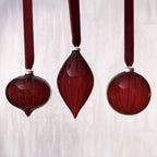 Glitter Stripe Glass Ornament Trio - 3 Assorted Designs