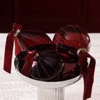 Glitter Stripe Glass Ornament Trio - 3 Assorted Designs