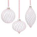Glitter Stripe Glass Ornament Trio - 3 Assorted Designs