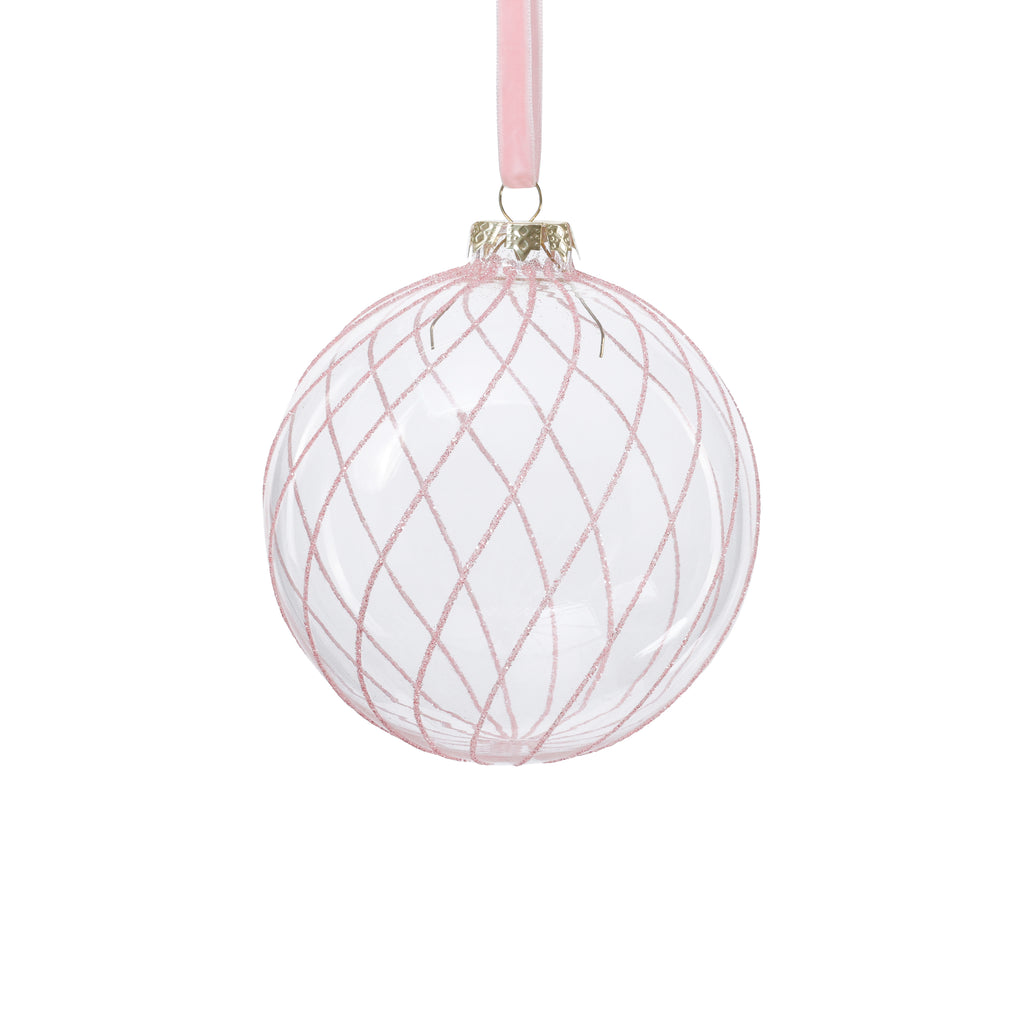 Glitter Stripe Glass Ornament Trio - 3 Assorted Designs