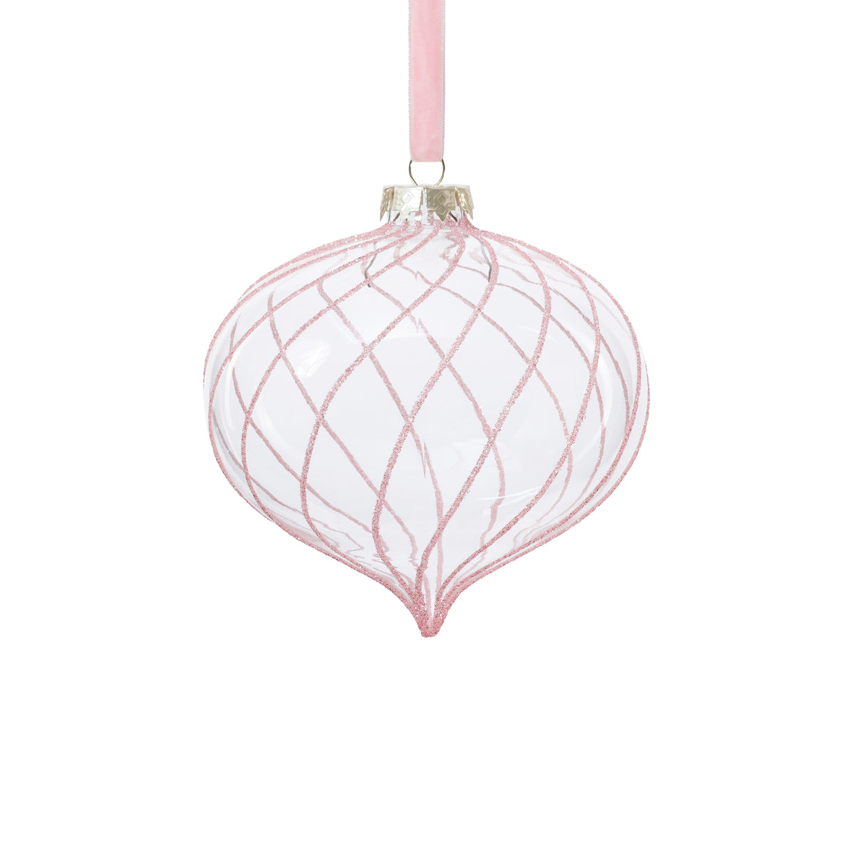 Glitter Stripe Glass Ornament Trio - 3 Assorted Designs