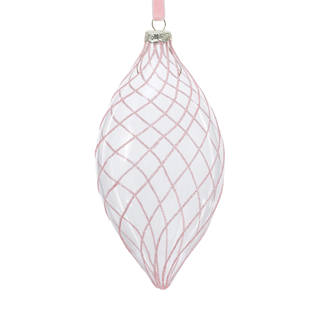 Glitter Stripe Glass Ornament Trio - 3 Assorted Designs
