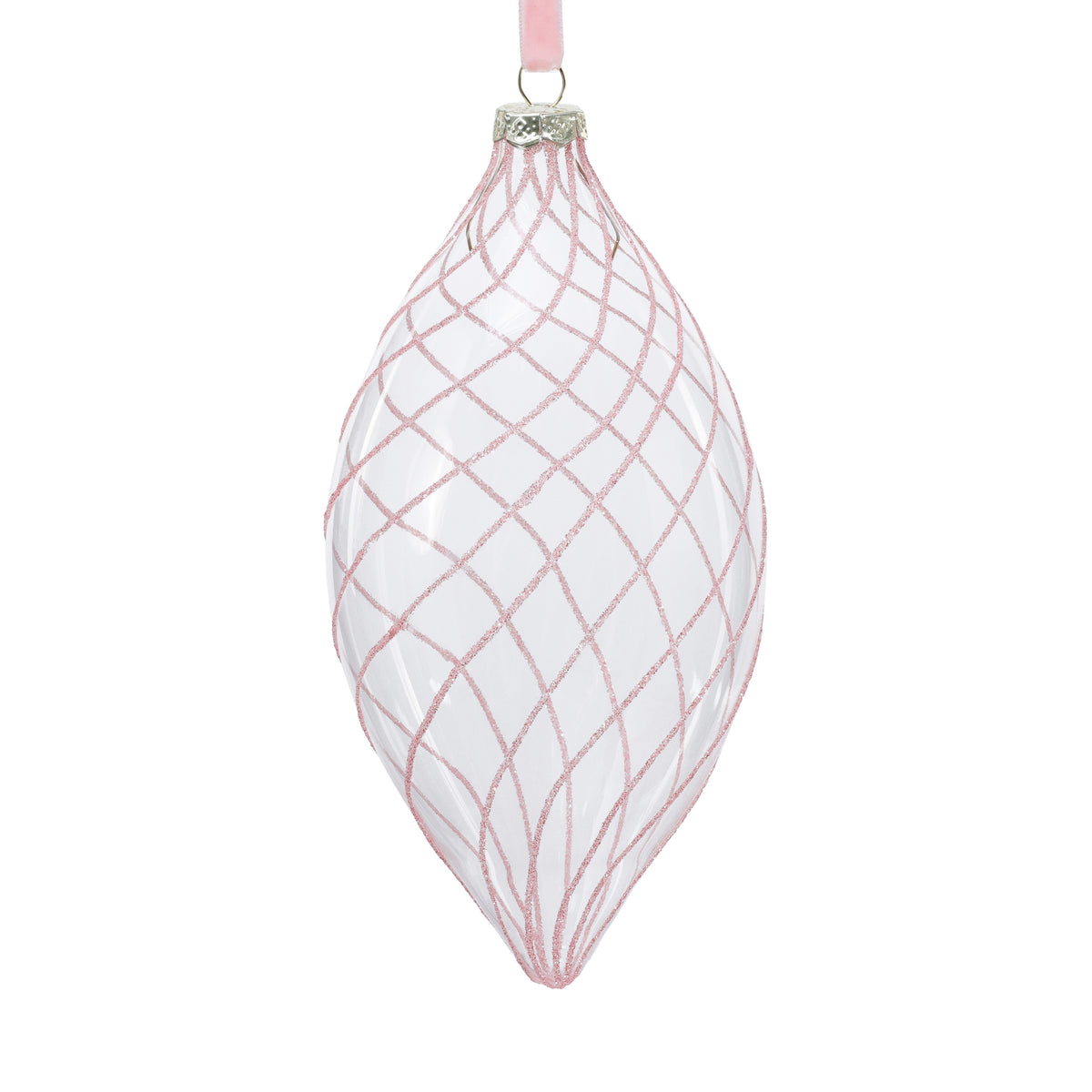 Glitter Stripe Glass Ornament Trio - 3 Assorted Designs