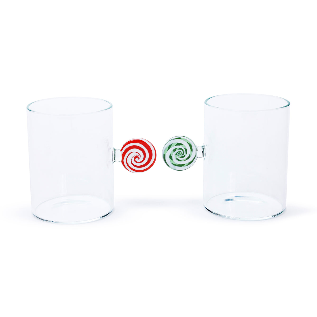 Holiday Peppermint Glass Mug - White & Green