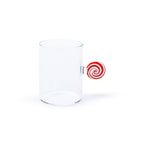 Holiday Peppermint Glass Mug - White & Red