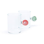 Holiday Peppermint Glass Mug - White & Red