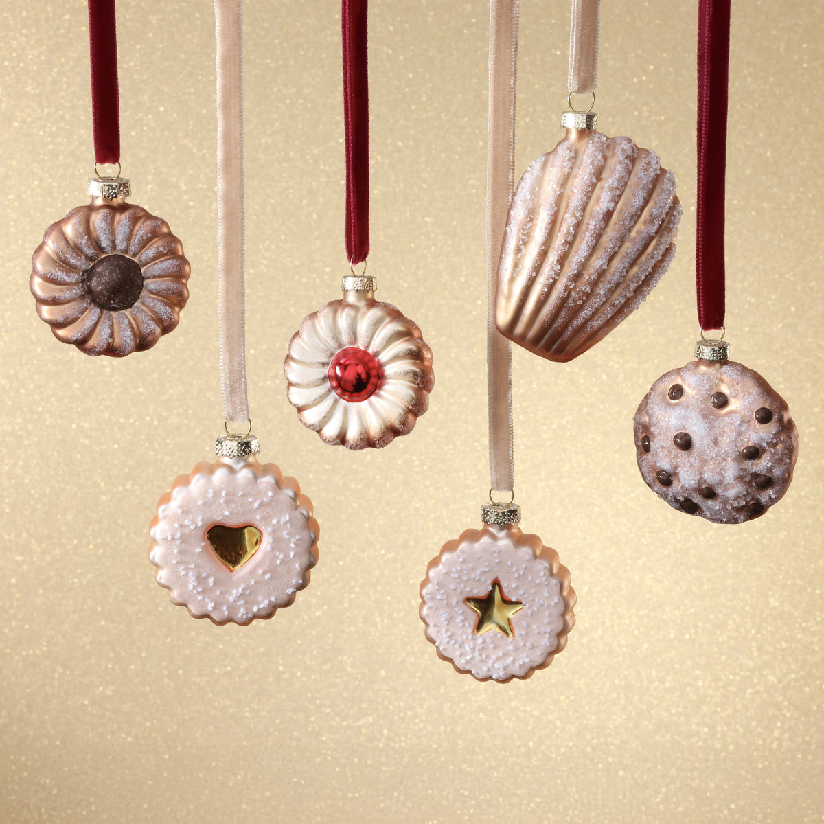 Cookie Glass Ornaments - Set of 6 in Gift Box