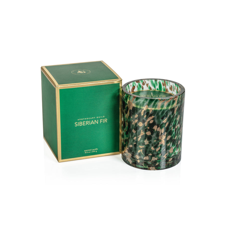 Spangled Glass Scented Candle - Green & Gold