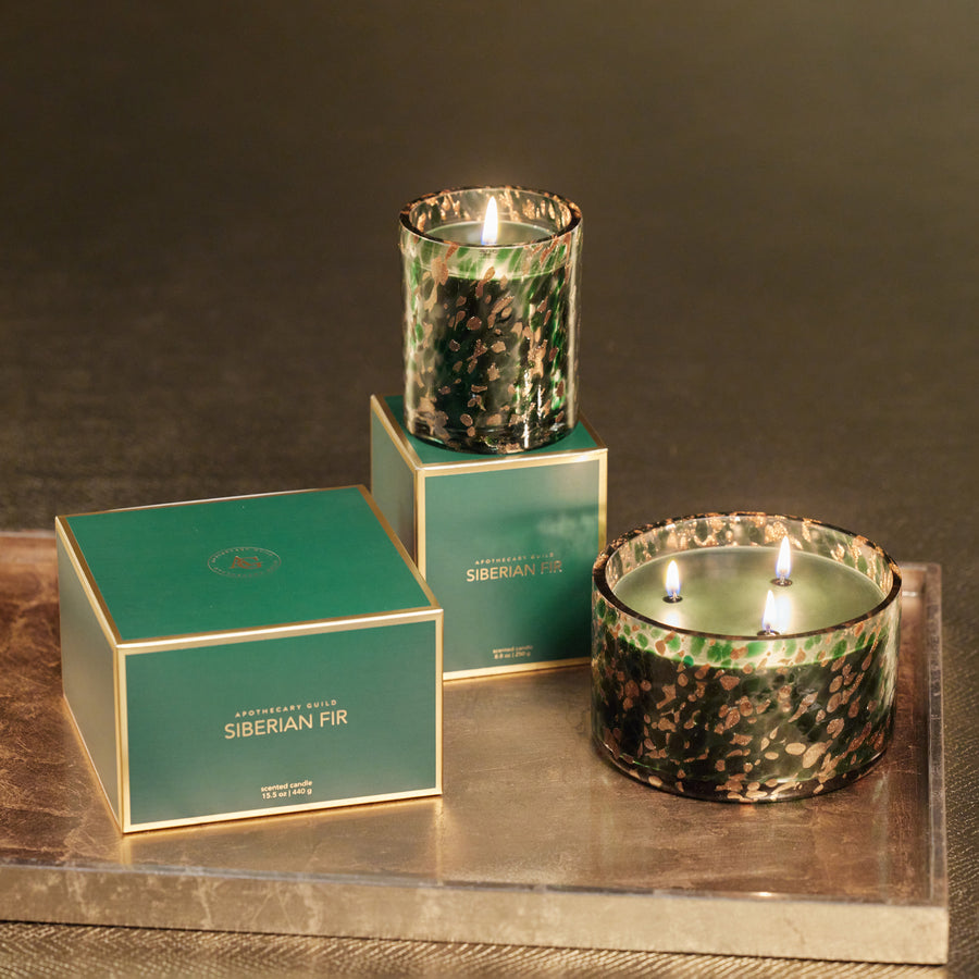 Spangled Glass Scented Candle - Green & Gold