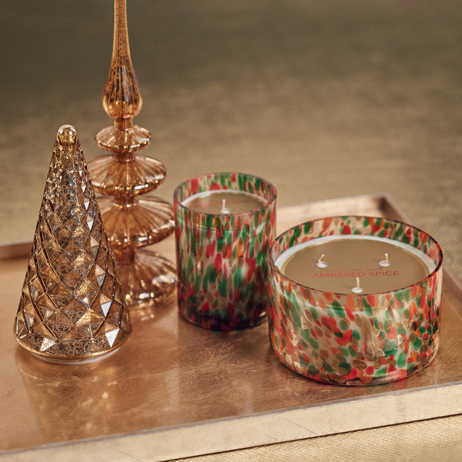 Spangled Glass Scented Candle - Red, Green & Gold - Candles by Carlyle Avenue