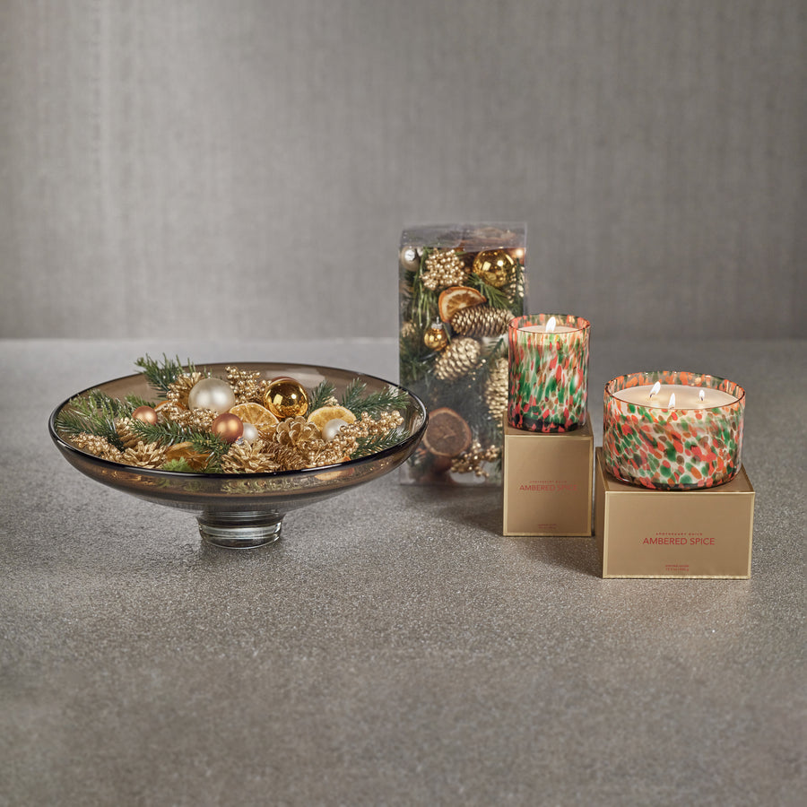 Spangled Glass Scented Candle - Red, Green & Gold - Candles by Carlyle Avenue
