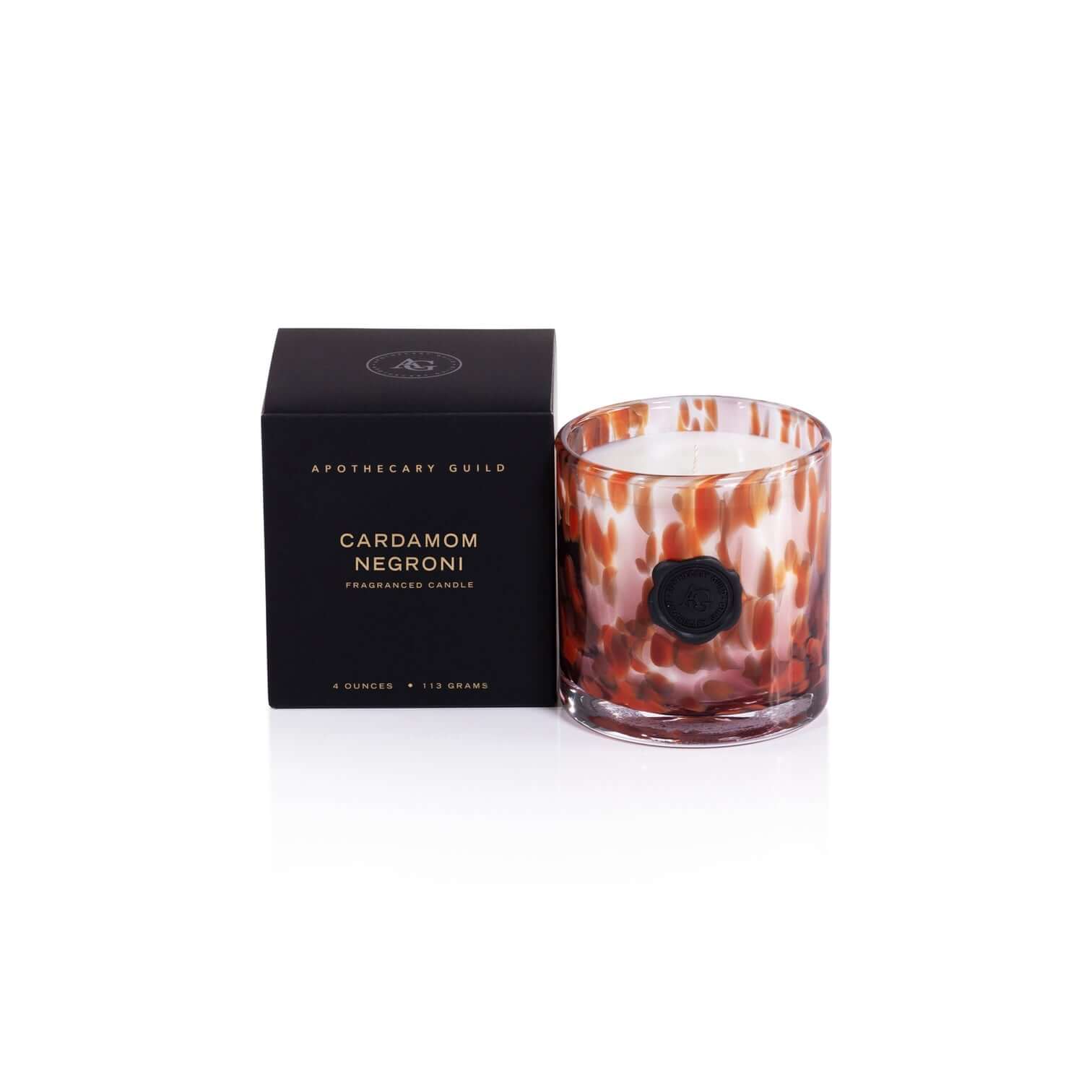 AG Opal Glass Candle - Red - Cardamom Negroni - Candles by Carlyle Avenue