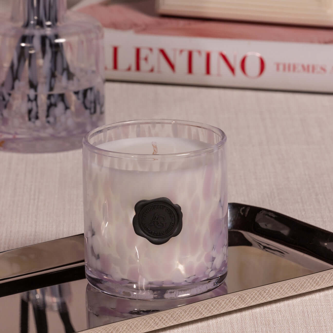 AG Opal Glass Candle - White & Lilac - Elderflower Gin - Candles by Carlyle Avenue