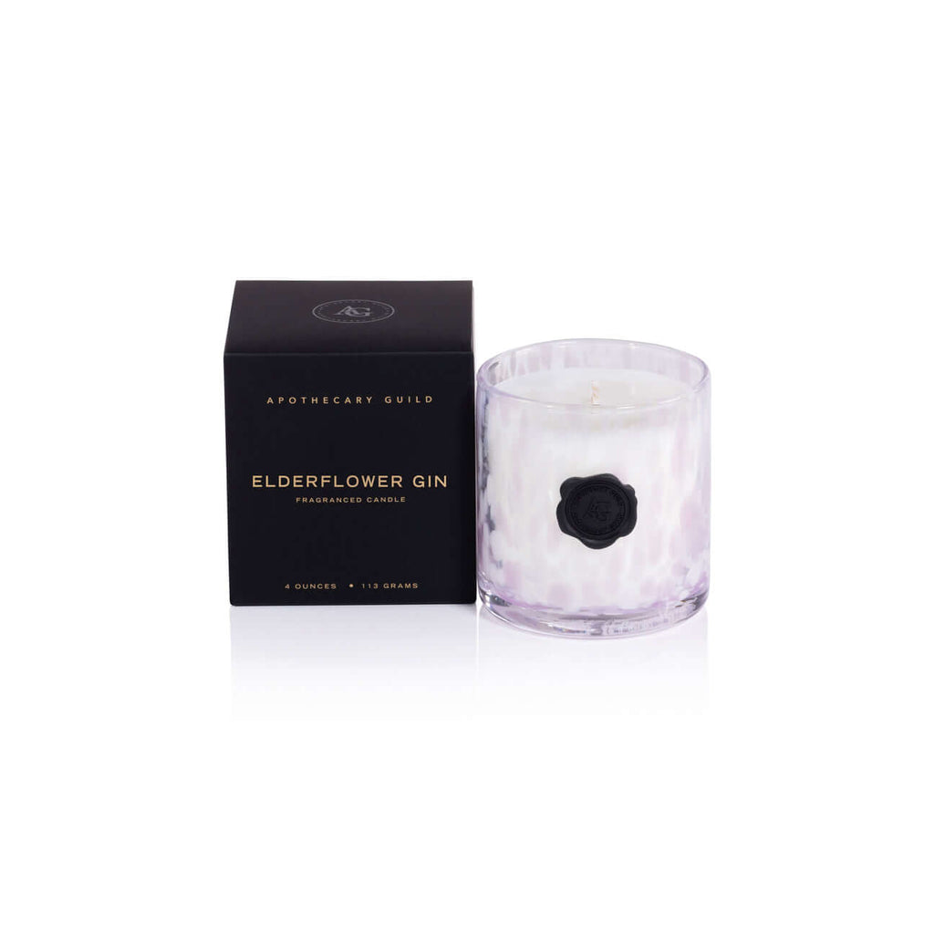 AG Opal Glass Candle - White & Lilac - Elderflower Gin - Candles by Carlyle Avenue