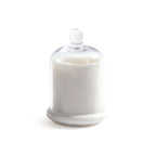 Marbella Scented Candle Jar with Cloche featuring a hand-blown glass cloche and Water Lotus scent.