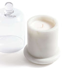 Marbella Scented Candle Jar with Cloche, natural marble candle with a hand-blown glass lid.