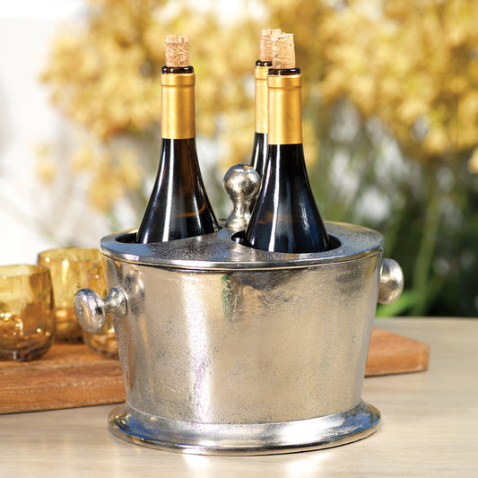 Raw Aluminum Three Bottle Wine Holder - Nickel