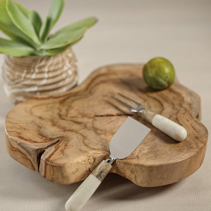 Marble and Wood Cheese Tool Set