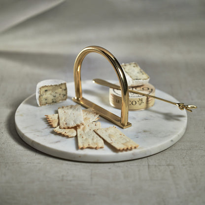 Round Marble Serving Tray with Brass Handle - Tray by Carlyle Avenue