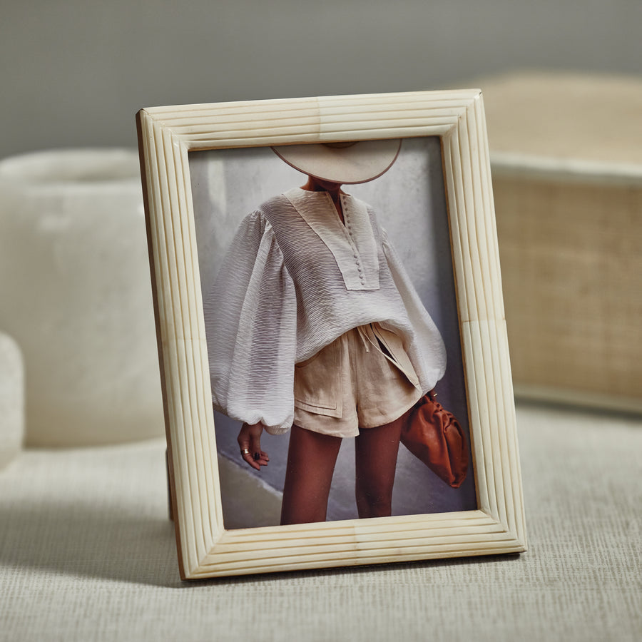 Palomar Etched White Bone Photo Frame