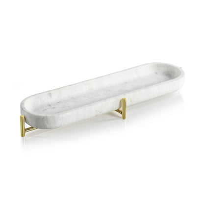 Palomar Marble Tray on Metal Stand - Small - Tray by Carlyle Avenue