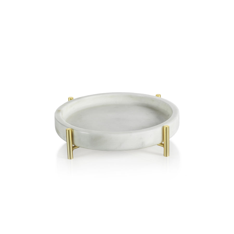 Palomar Round Marble Tray on Metal Stand