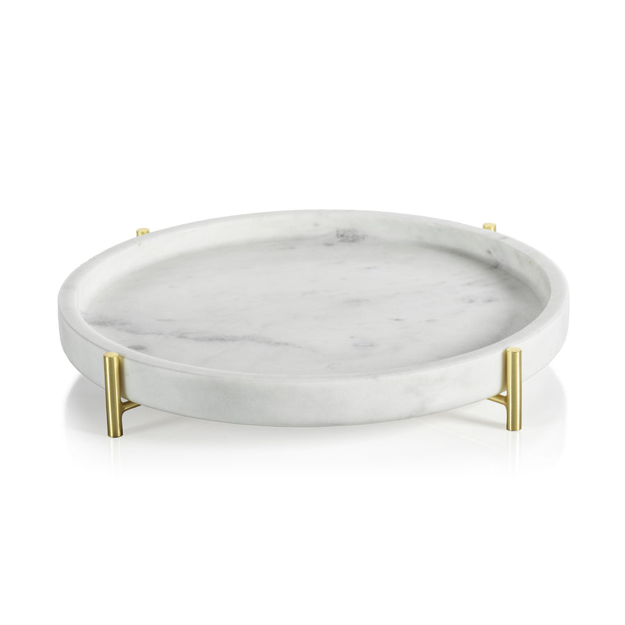 Palomar Round Marble Tray on Metal Stand