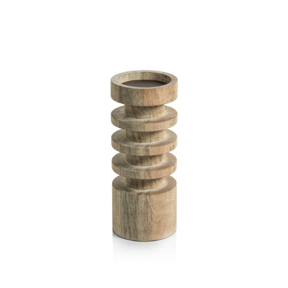 Le Salama Carved Mango Wood Pillar Holders - Candle Holders by Carlyle Avenue