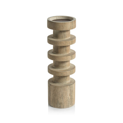 Le Salama Carved Mango Wood Pillar Holders - Candle Holders by Carlyle Avenue