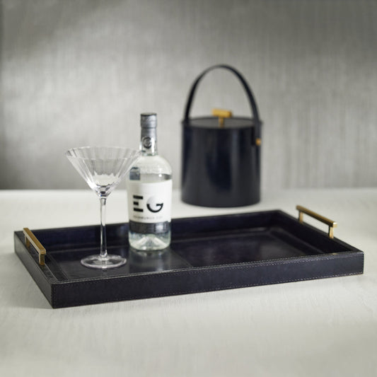 Savoy Blue Leather Bar Tray