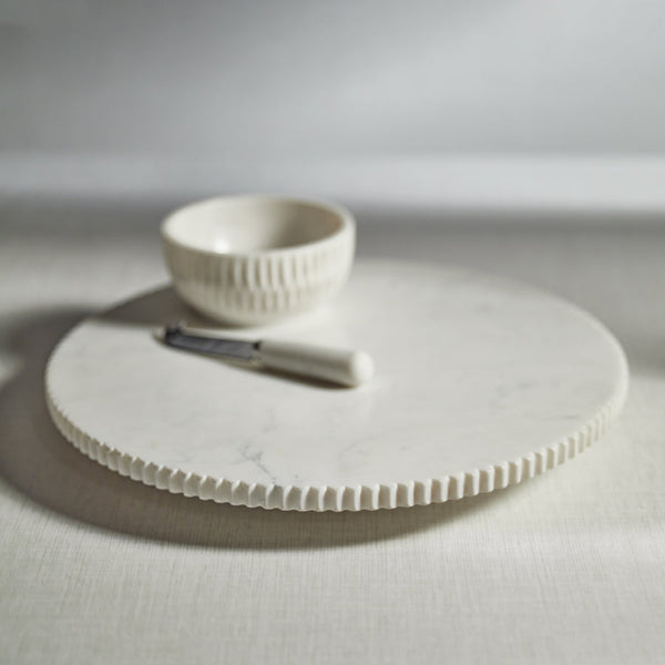 SUSAN専用 Ribbed Finish White Marble Lazy Susan