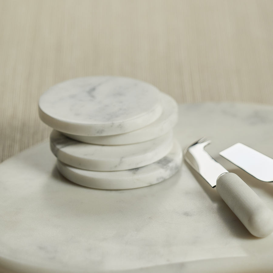 Soho White Marble Coasters, 2 Sets of 4 - Coasters by Carlyle Avenue
