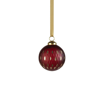 Frosted & Etched in Gold Glass Ornament - Red - Ornaments by Carlyle Avenue