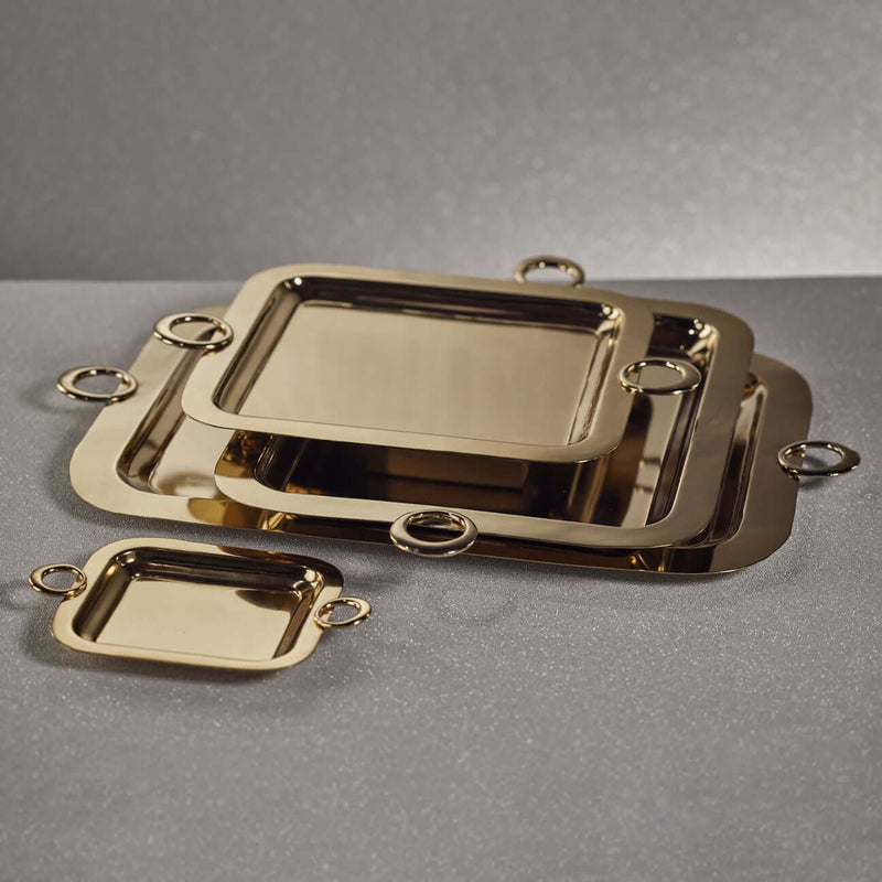 Bacardi Polished Brass Serving Tray - Gold - Trays by Carlyle Avenue