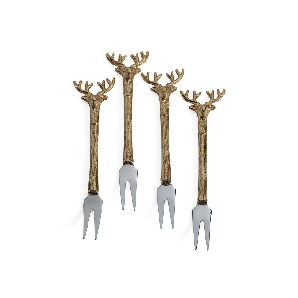 Set of 4 Stag's Head Cocktail / Cheese Forks - Tableware by Carlyle Avenue