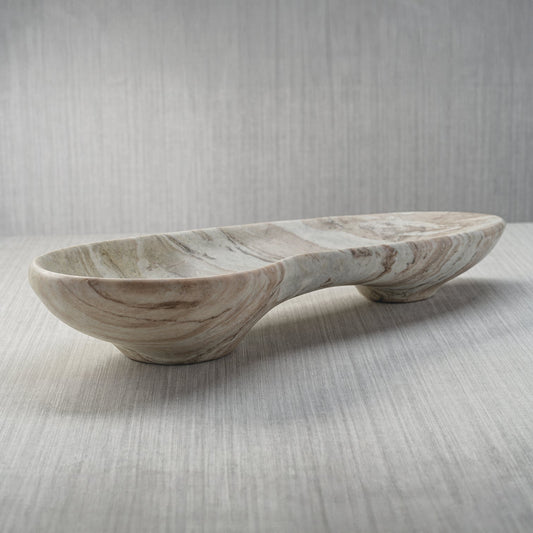 Arabescato Large Organic Shape Marble Bowl