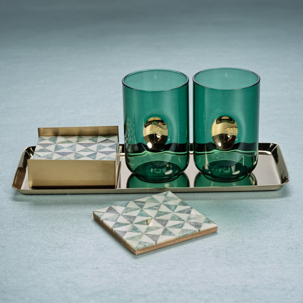 Four Martinez Bone Coasters w/Brass Tray - Coasters by Carlyle Avenue