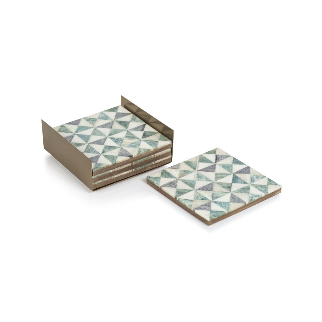 Four Martinez Bone Coasters w/Brass Tray - Coasters by Carlyle Avenue
